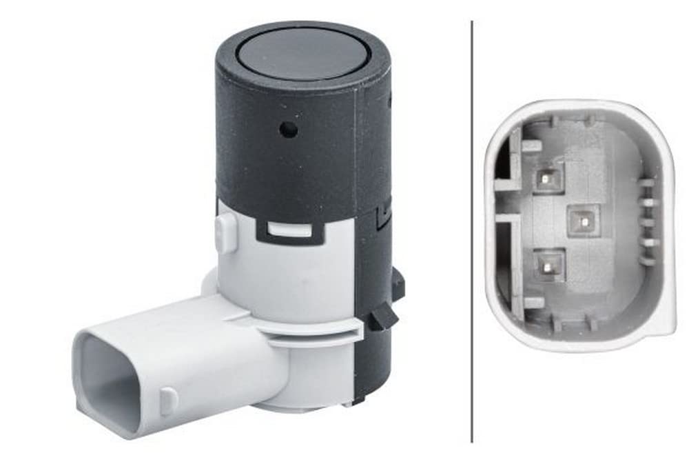 HELLA 6PX 358 141-641 Sensor, Einparkhilfe - gewinkelt - 3-polig - gesteckt - lackierbar von Hella