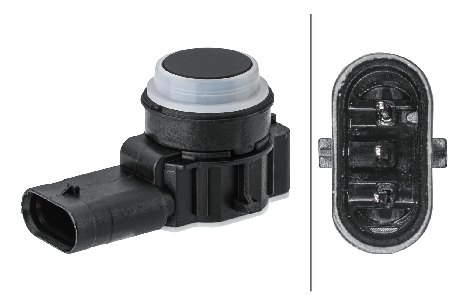 HELLA 6PX 358 141-801 Sensor, Einparkhilfe - 3-polig - gesteckt - überlackierbar - mit Befestigungsring von Hella