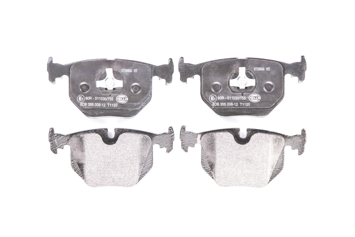 HELLA Bremsbeläge hinten - für Verschleißwarnanzeiger vorbereitet - vier Bremsbeläge pro Set - T1120 - für u.a. BMW / MASERATI / WIESMANN - 8DB 355 008-121 von Hella