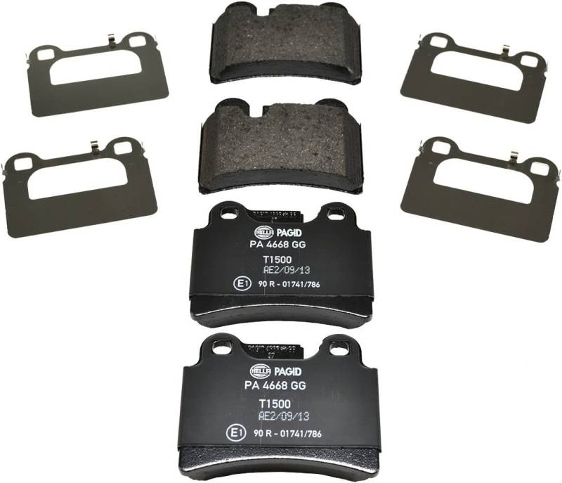 HELLA PAGID Bremsbeläge hinten - für Verschleißwarnanzeiger vorbereitet - vier Bremsbeläge pro Set - T1500 - für u.a. VOLKSWAGEN - 8DB 355 011-861 von Hella