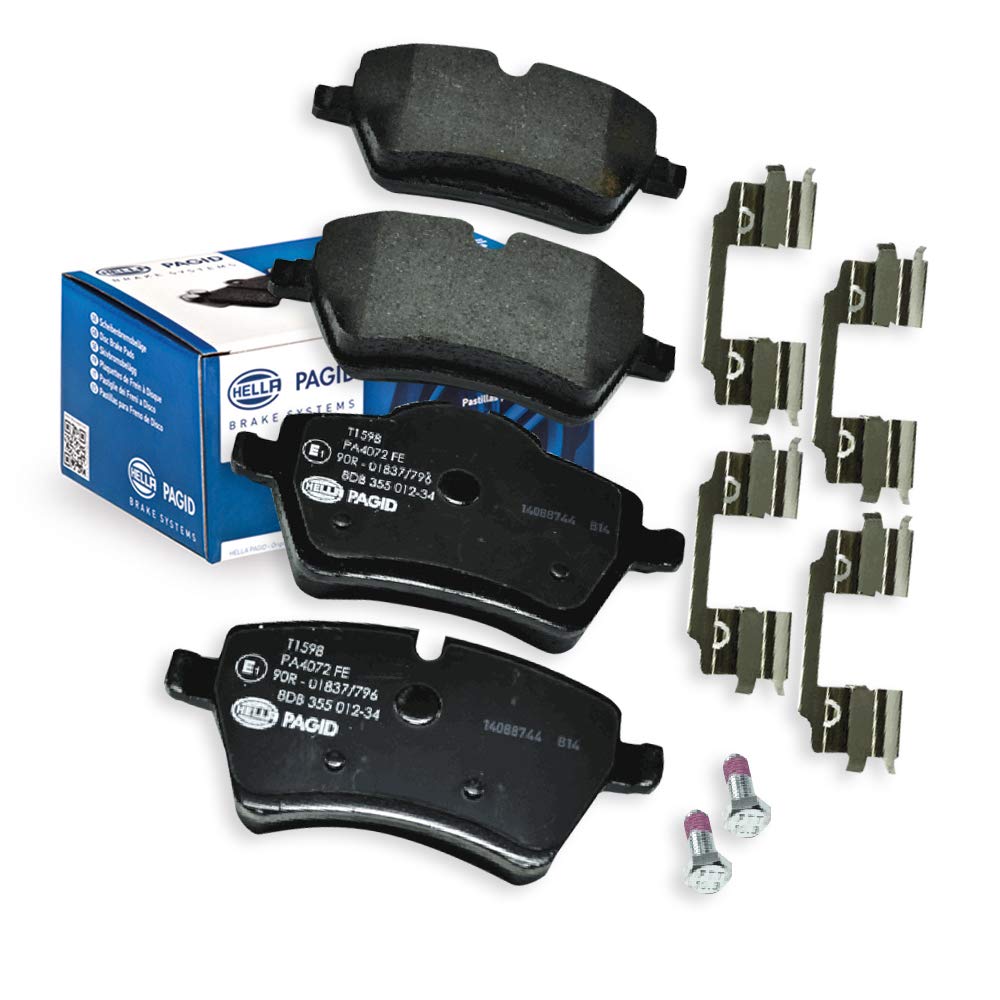 HELLA Bremsbeläge vorne - für Verschleißwarnanzeiger vorbereitet - vier Bremsbeläge pro Set - T1598 - für u.a. MINI - 8DB 355 012-341 von Hella