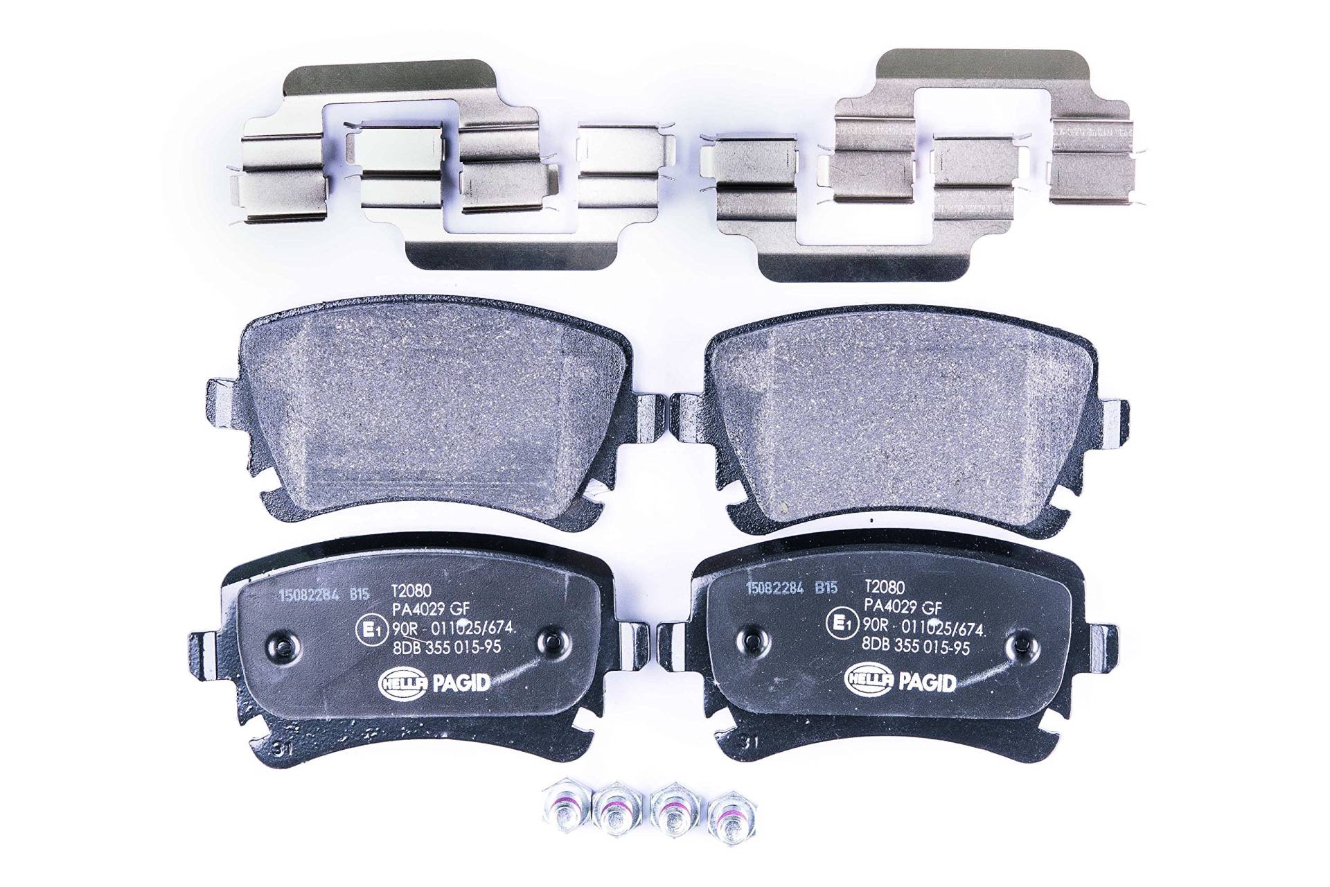 HELLA PAGID Bremsbeläge hinten - nicht für Verschleißwarnanzeiger vorbereitet - vier Bremsbeläge pro Set - T2080 - für u.a. AUDI / BENTLEY - 8DB 355 015-951 von Hella