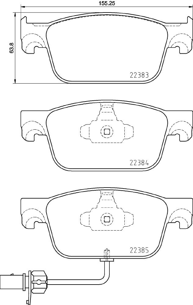 HELLA PAGID Bremsbeläge vorne - inkl. Warnkontakt - vier Bremsbeläge pro Set - T2549 - für u.a. AUDI - 8DB 355 024-951 von Hella