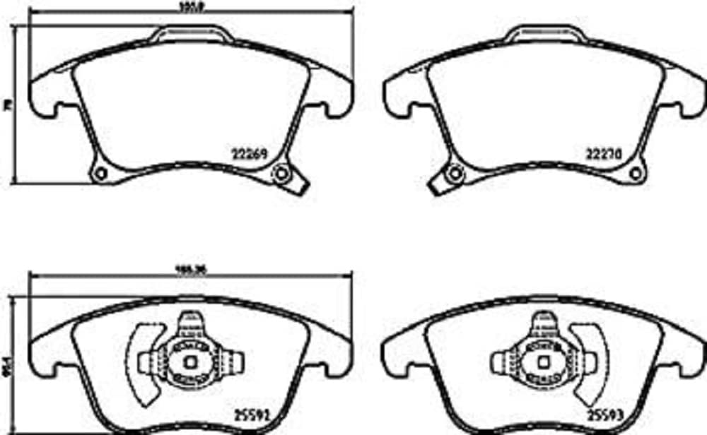 HELLA Bremsbeläge vorne - mit akustischer Verschleißwarnung - vier Bremsbeläge pro Set - T2501 - für u.a. FORD - 8DB 355 025-201 von Hella