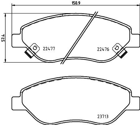 HELLA Bremsbeläge vorne - mit akustischer Verschleißwarnung - vier Bremsbeläge pro Set - T2649 - für u.a. FIAT - 8DB 355 025-631 von Hella