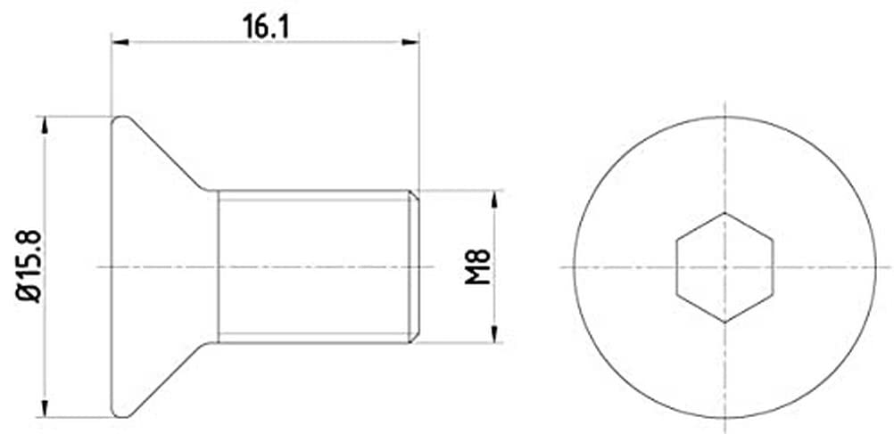 HELLA PAGID 8DZ 355 209-061 Schraube, Bremsscheibe PAG0006 - 16.1mm - M8x1,25 - Innensechskant von Hella