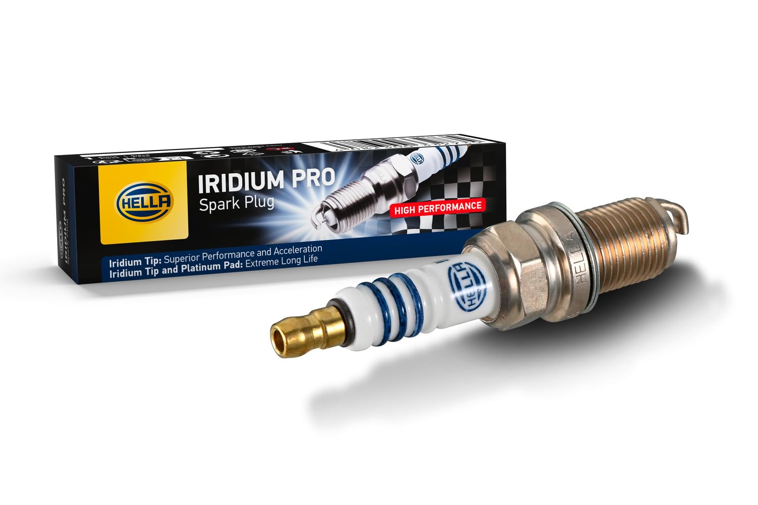 HELLA 8EH 188 706-071 Zündkerze - Iridium Pro IM8RC-10P - Schlüsselweite: 16 - Gewindelänge: 19mm - Elektrodenabstand: 1.0mm von Hella