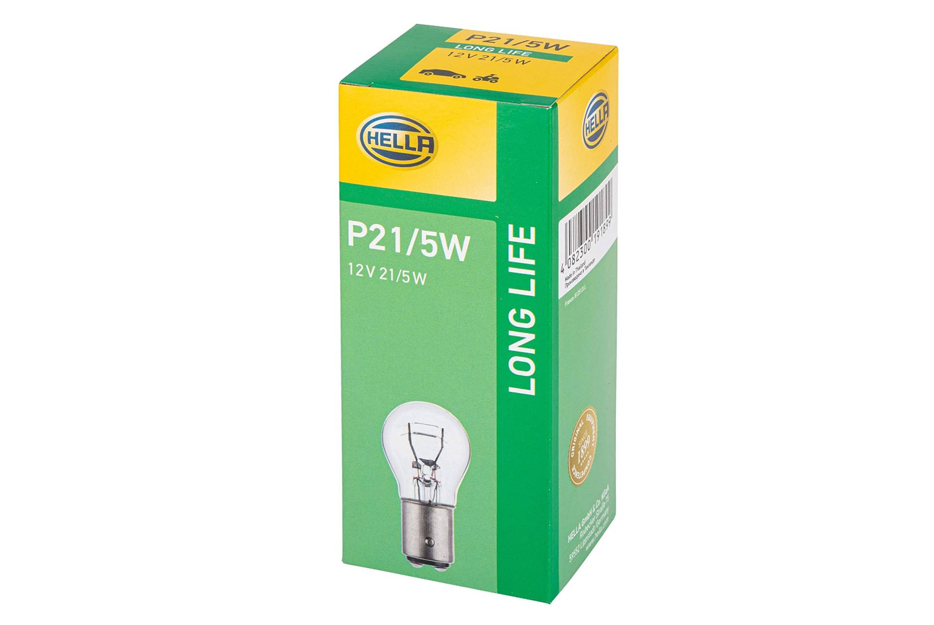 HELLA 8GD 002 078-221 Glühlampe - P21/5W - Long Life up to 3x longer lifetime - 12V - 21/5W - Sockelausführung: BAY15d - Schachtel - Menge: 10 von Hella