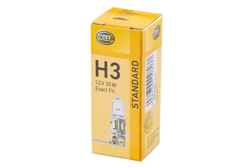 HELLA 8GH 002 090-271 Halogen Glühlampe - H3 - Standard - 12V - 35W - Sockelausführung Glühlampe: PK22s - Schachtel - Menge: 1 von Hella