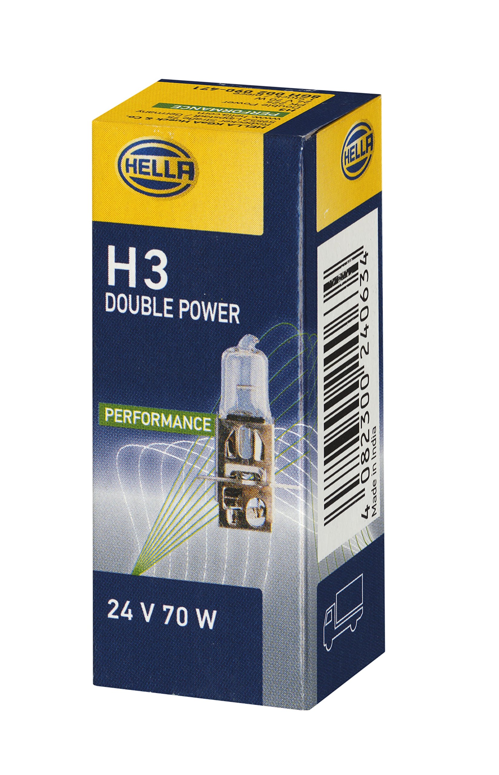 HELLA 8GH 002 090-471 Halogen Glühlampe - H3 - Heavy Duty Expert Longer lifetime, vibration resistant - 24V - 70W - Sockelausführung Glühlampe: PK22s - Schachtel - Menge: 1 von Hella