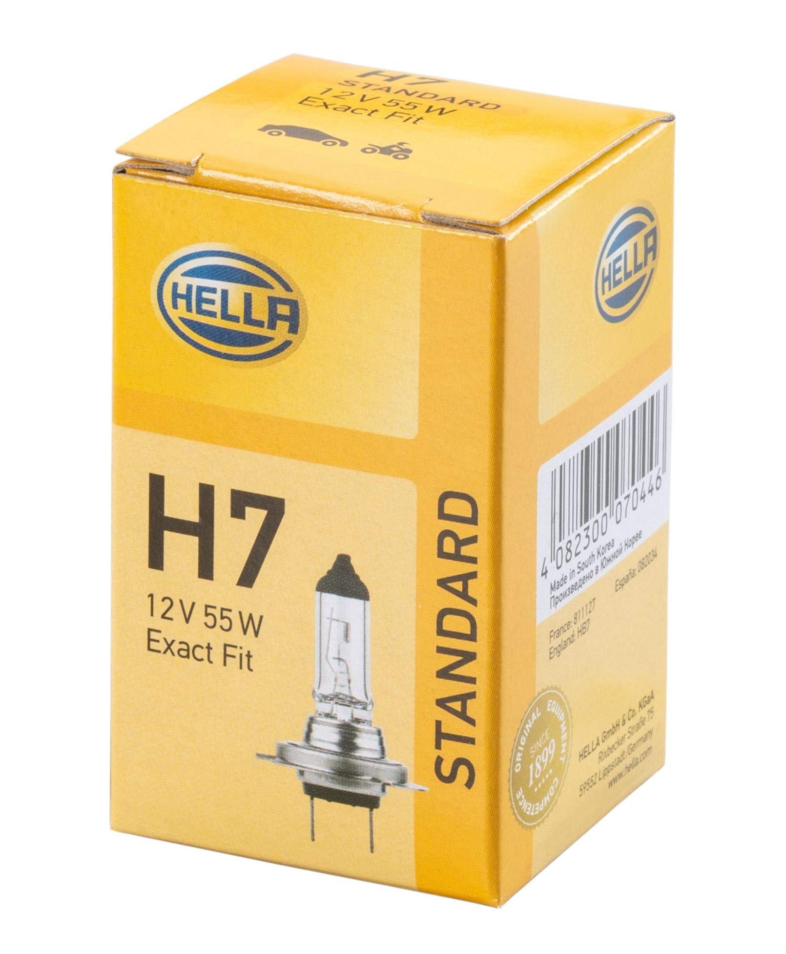 HELLA 8GH 007 157-121 Halogen Glühlampe - H7 - Standard - 12V - 55W - Sockelausführung Glühlampe: PX26d - Schachtel - Menge: 1 von Hella