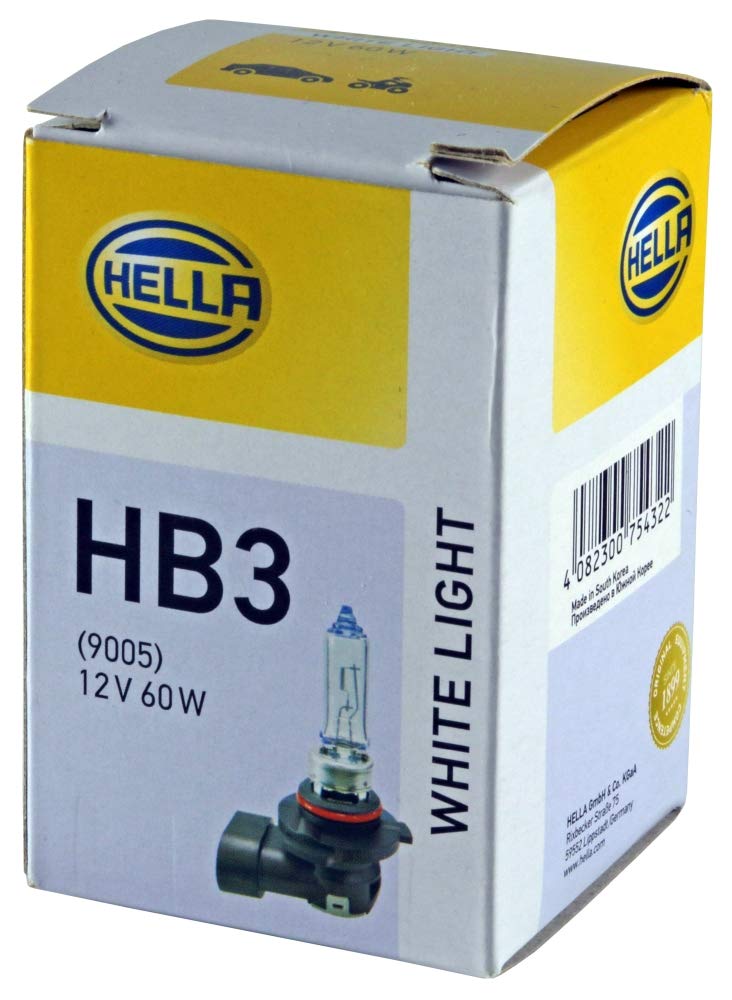 HELLA Halogen Glühlampe - HB3 - White Light - 12V - 60W - Sockelausführung Glühlampe: P20d - Schachtel - Menge: 1 - 8GH 223 498-161 von Hella