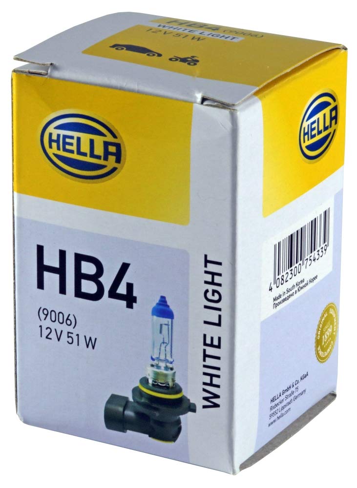 HELLA Halogen Glühlampe - HB4 - White Light - 12V - 51W - Sockelausführung Glühlampe: P22d - Schachtel - Menge: 1 - 8GH 223 498-171 von Hella