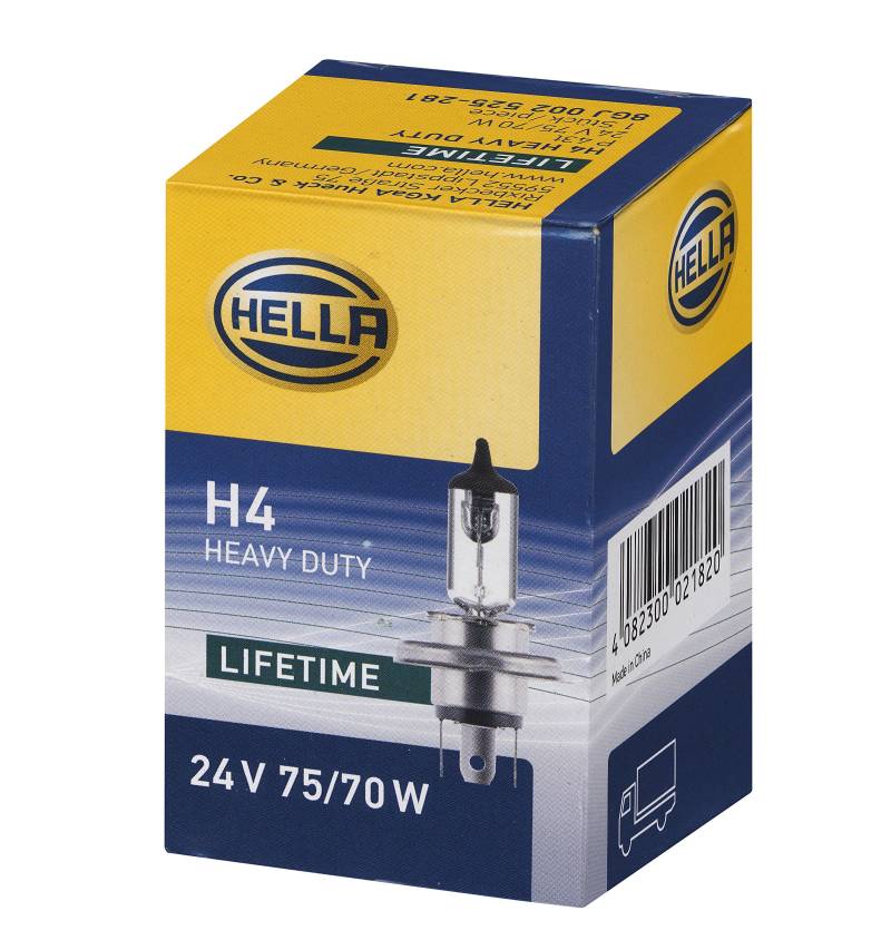 HELLA 8GJ 002 525-281 Halogen Glühlampe - H4 - 24V - 75/70W - Sockelausführung Glühlampe: P43t-38, Karton von Hella