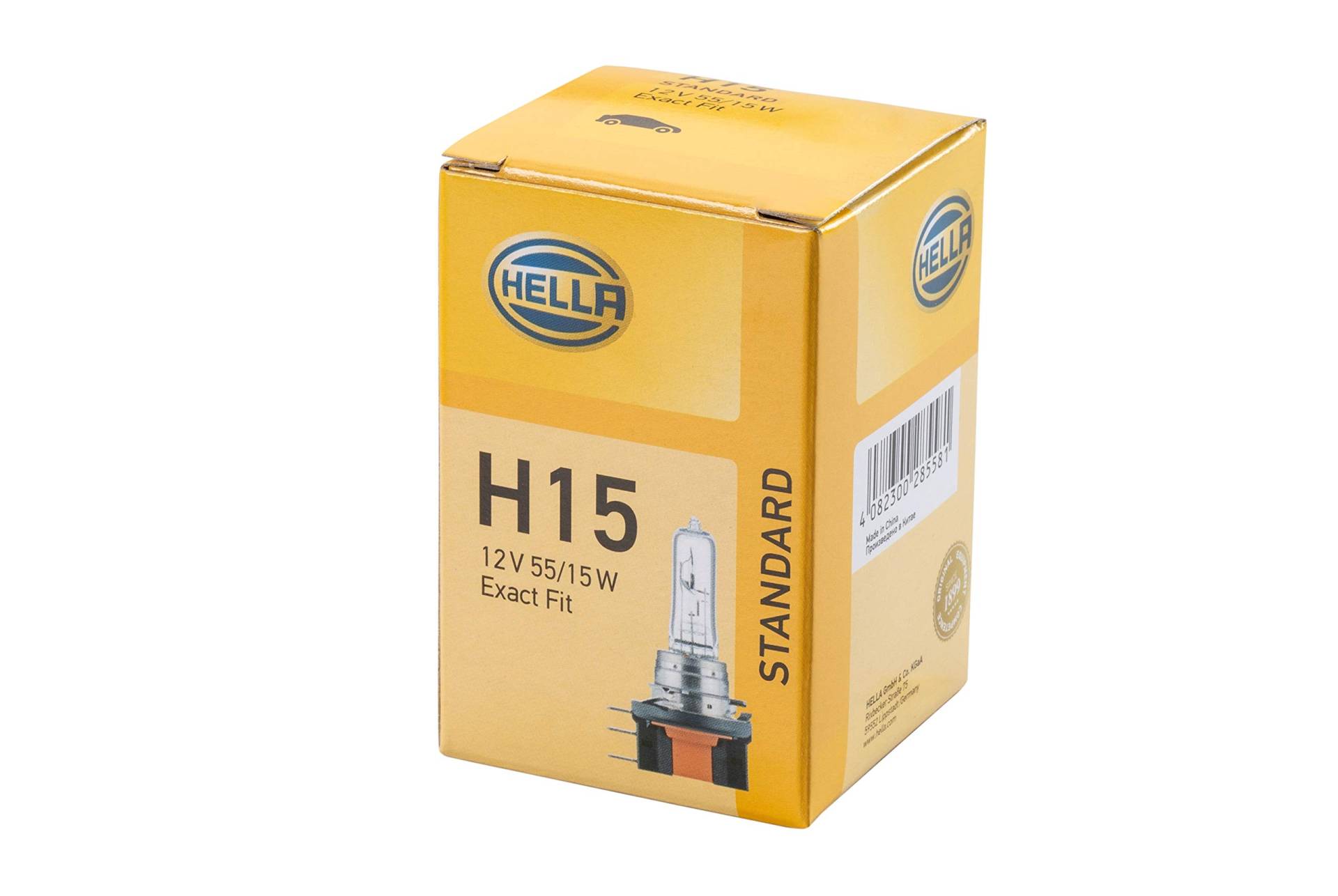 HELLA 8GJ 168 119-001 Halogen Glühlampe - H15 - Standard - 12V - 55/15W - Sockelausführung Glühlampe: PGJ23t-1 - Schachtel - Menge: 1 von Hella