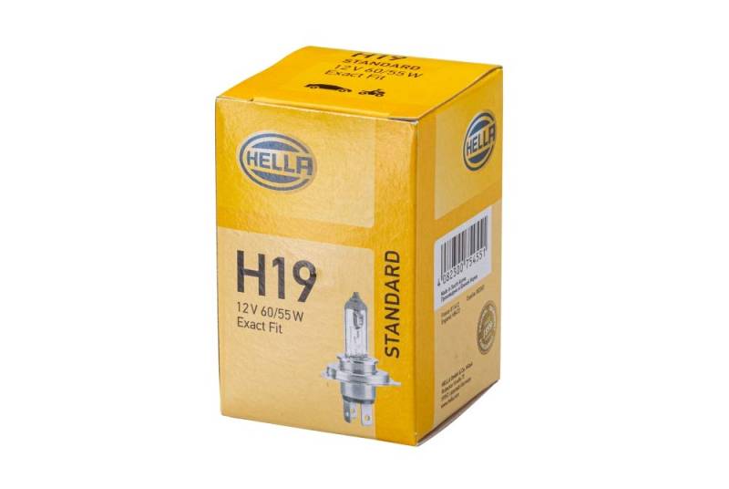 HELLA Halogen Glühlampe - H19 - Standard - 12V - 60/55W - Sockelausführung Glühlampe: PU43t-3 - Schachtel - Menge: 1 - 8GJ 235 698-101 von Hella