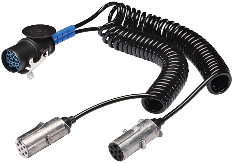 HELLA Adapterkabel, Anhängersteckdose - 24V - von 15-polig auf 2x7-polig - Länge: 450mm - PU (Polyurethan) - schwarz/silber - DIN/ISO: 12098 N-Typ/1185 N-Typ/3731 S-Typ - Menge: 1 - 8JA 005 952-041 von Hella