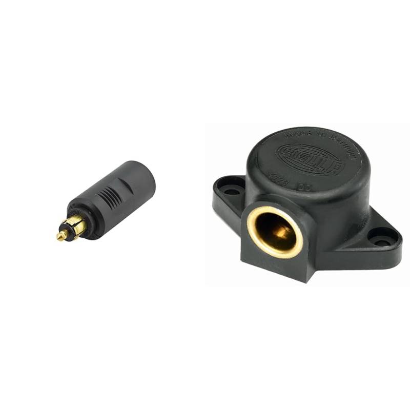 HELLA 8KA 007 589-131 Adapter, Steckdose - 12/24V - DIN/ISO: 4165 & 8JB 004 123-002 Steckdose - Anbau - Stecker: Schraubkontakt - Kunststoffgehäuse - DIN/ISO: 4165 von Hella