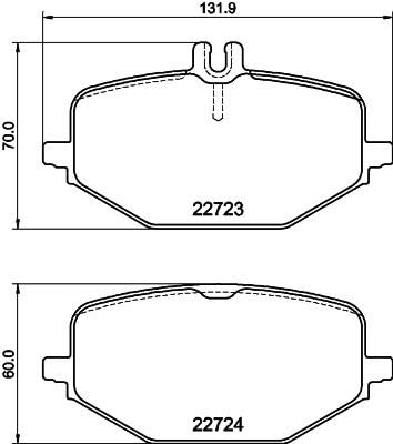 HELLA PAGID Bremsbeläge hinten - vier Bremsbeläge pro Set - T2874 - für u.a. MERCEDES-BENZ - 8DB 355 040-691 von Hella