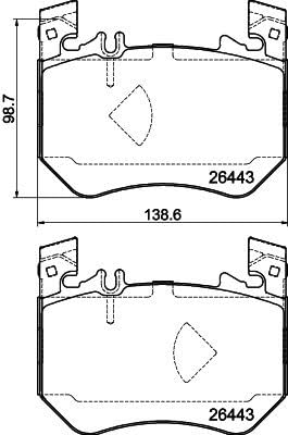 HELLA PAGID Bremsbeläge vorne - für Verschleißwarnanzeiger vorbereitet - vier Bremsbeläge pro Set - T2923 - für u.a. MERCEDES-BENZ - 8DB 355 043-071 von Hella