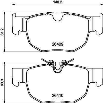 HELLA PAGID Bremsbeläge hinten - für Verschleißwarnanzeiger vorbereitet - vier Bremsbeläge pro Set - T2911 - für u.a. JAGUAR - 8DB 355 044-381 von Hella