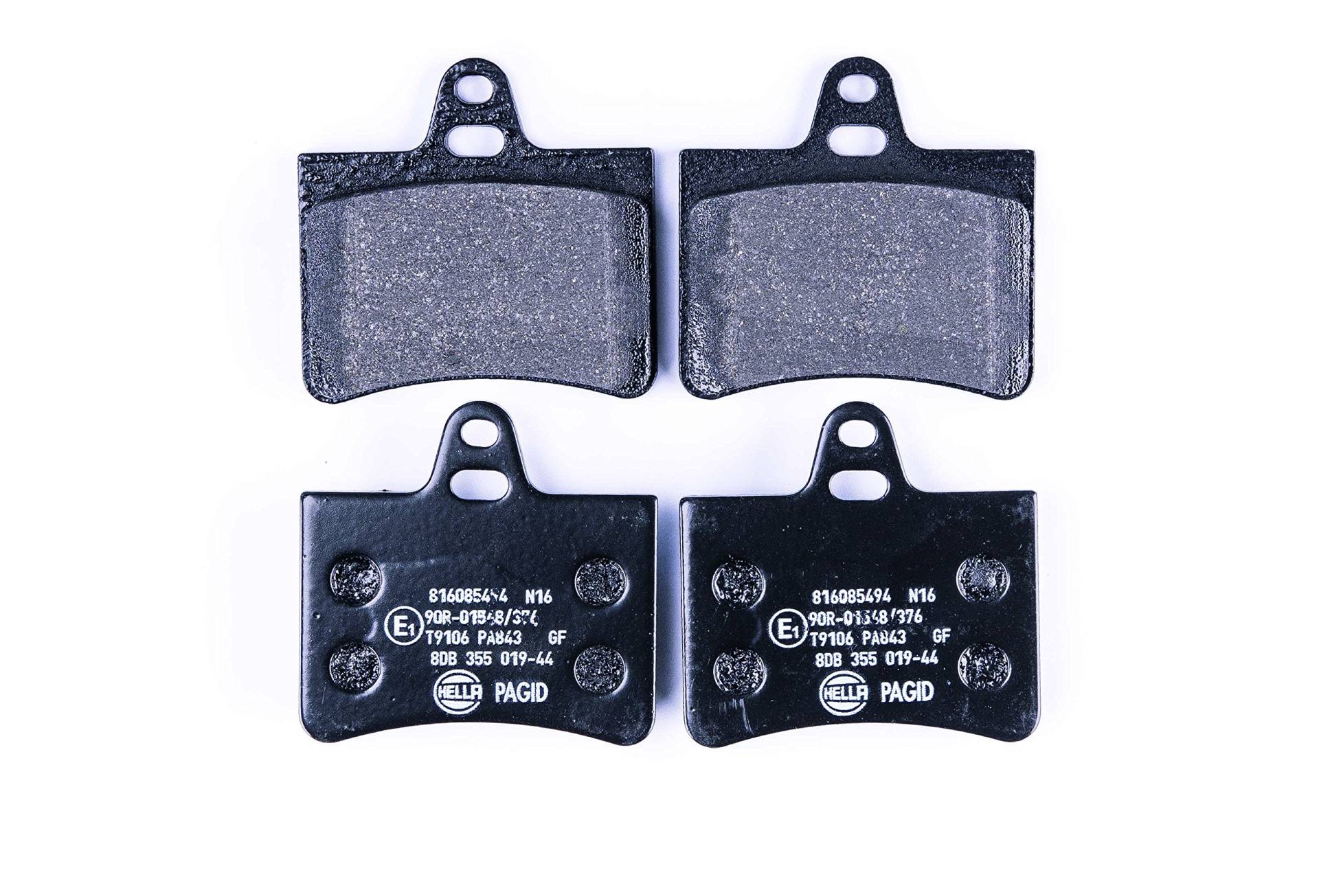 HELLA Bremsbeläge hinten - nicht für Verschleißwarnanzeiger vorbereitet - vier Bremsbeläge pro Set - T9106 - für u.a. CITROEN - 8DB 355 019-441 von Hella