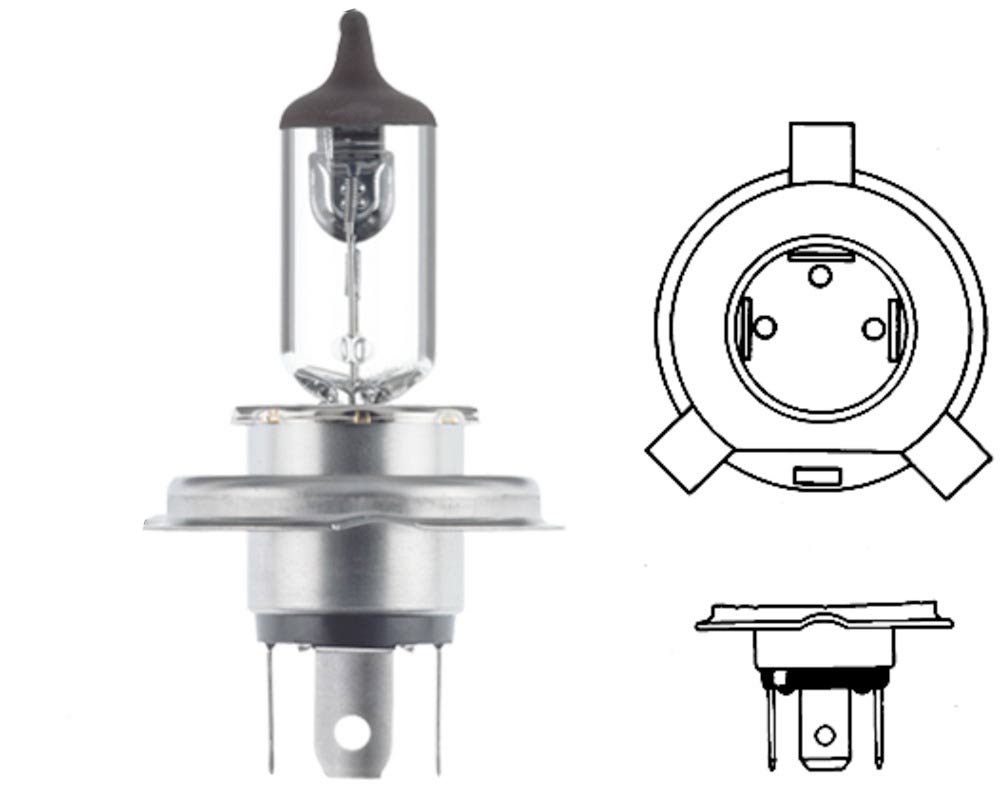 HELLA Halogen Glühlampe - H4 - High Wattage only for offroad applications - 12V - 100/90W - Sockelausführung Glühlampe: P43t-38 - Schachtel - Menge: 1 - 8GJ 002 525-203, Weiß von Hella