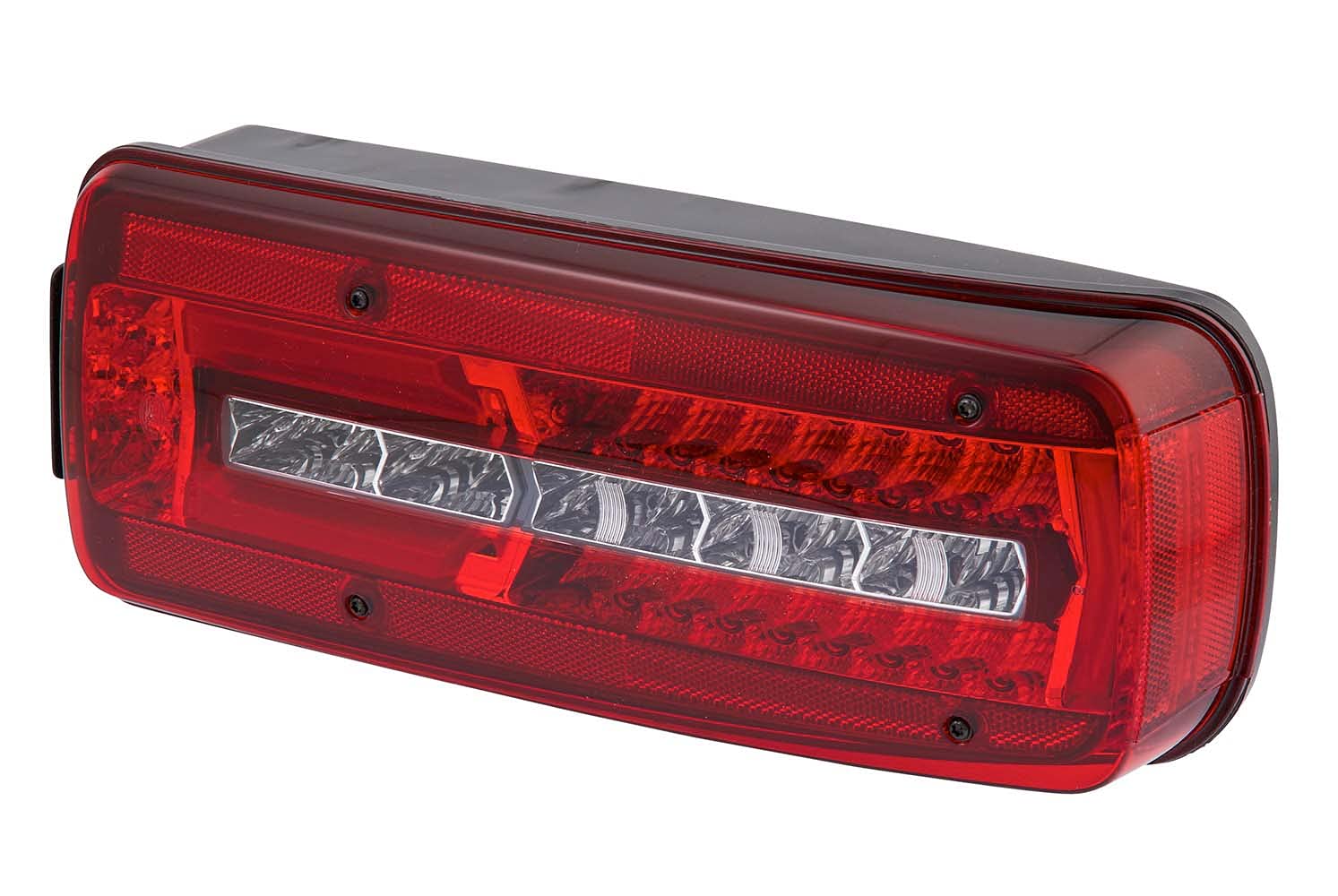 HELLA Heckleuchte - Truck Full LED - LED - 24V - Anbau/geschraubt - ECE/CCC/ADR/GGVS - Lichtscheibenfarbe: glasklar/rot - Kabel: 500mm - Stecker: DIN Bajonett - 2VP 012 381-081 von Hella