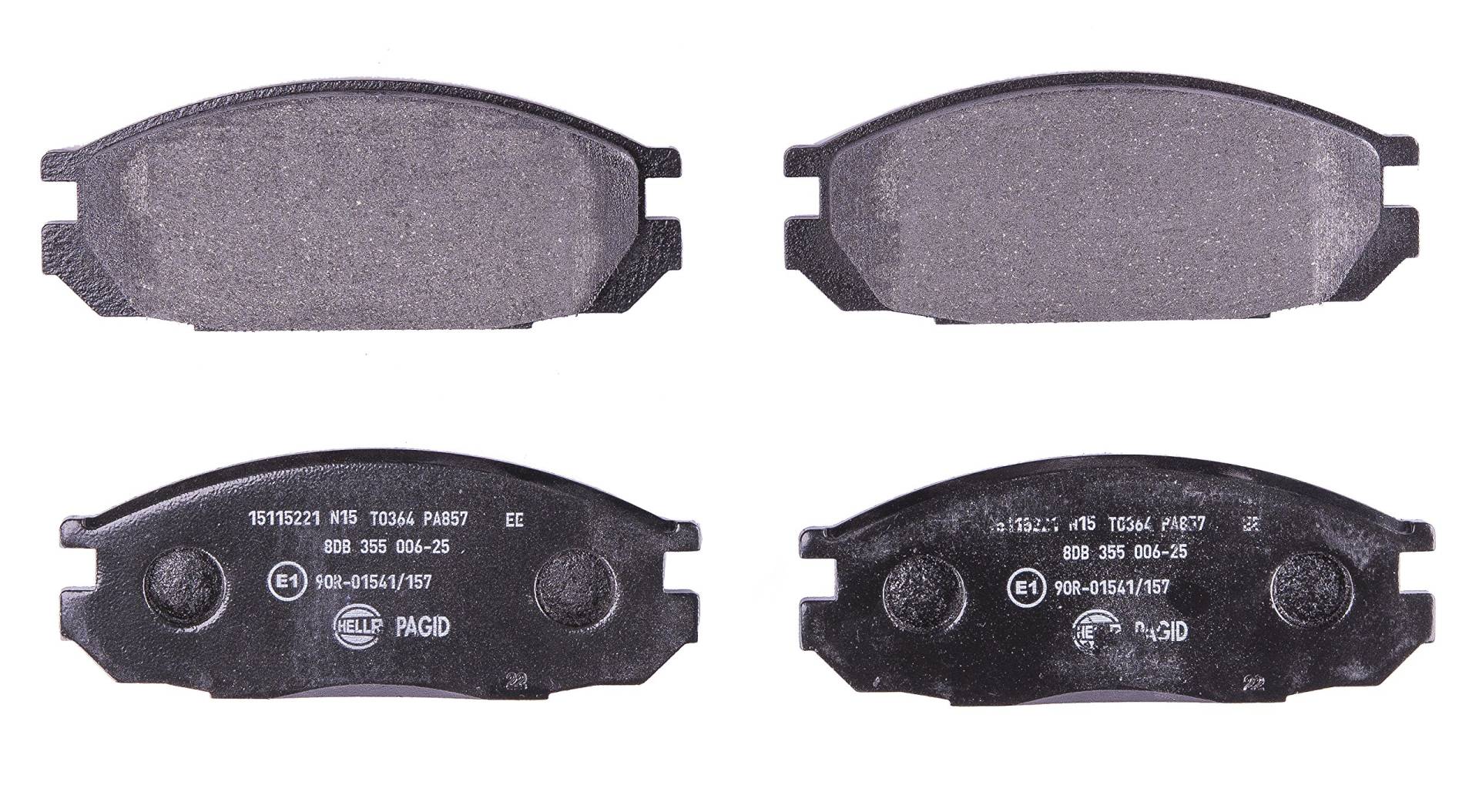 HELLA PAGID Bremsbeläge vorne, hinten - nicht für Verschleißwarnanzeiger vorbereitet - vier Bremsbeläge pro Set - T0364 - für u.a. FORD / NISSAN - 8DB 355 006-251 von Hella