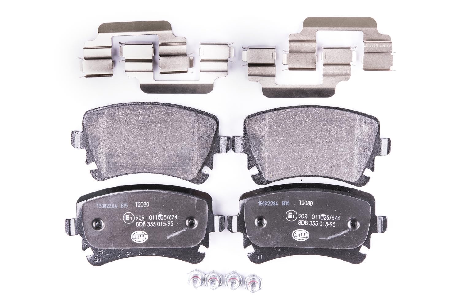 HELLA Bremsbeläge hinten - nicht für Verschleißwarnanzeiger vorbereitet - vier Bremsbeläge pro Set - T2080 - für u.a. AUDI / BENTLEY - 8DB 355 015-951 von Hella