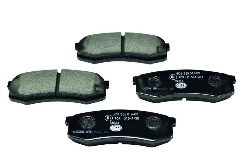 HELLA Bremsbeläge hinten - nicht für Verschleißwarnanzeiger vorbereitet - vier Bremsbeläge pro Set - T3064 - für u.a. LEXUS / MITSUBISHI / TOYOTA - 8DB 355 016-831 von Hella