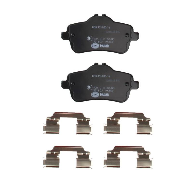 HELLA PAGID Bremsbeläge hinten - für Verschleißwarnanzeiger vorbereitet - vier Bremsbeläge pro Set - T2214 - für u.a. MERCEDES-BENZ - 8DB 355 020-161 von Hella