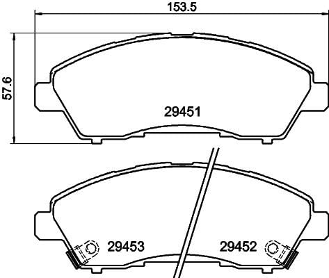 HELLA Bremsbeläge vorne; hinten - mit akustischer Verschleißwarnung - vier Bremsbeläge pro Set - T2682 - für u.a. FUSO (MITSUBISHI) - 8DB 355 041-211 von Hella