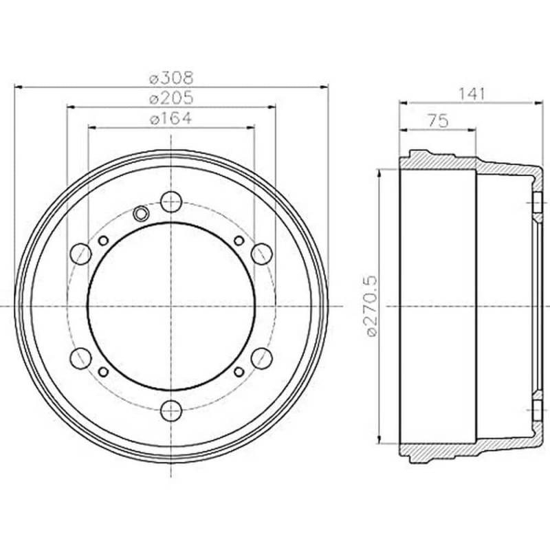 HELLA PAGID 8DT 355 301-661 Bremstrommel - 63908 - für u.a. VOLKSWAGEN von Hella