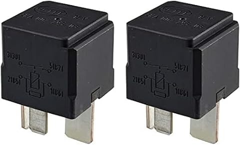 HELLA Relais, Arbeitsstrom - 12V - 4-polig - Schaltbild: S2 - Stecker: B3 - Hochleistungs-Schließer - Farbe: schwarz - ohne Halter - 4RA 007 793-031, Mit Spulenunterdrückung (Packung mit 2) von Hella