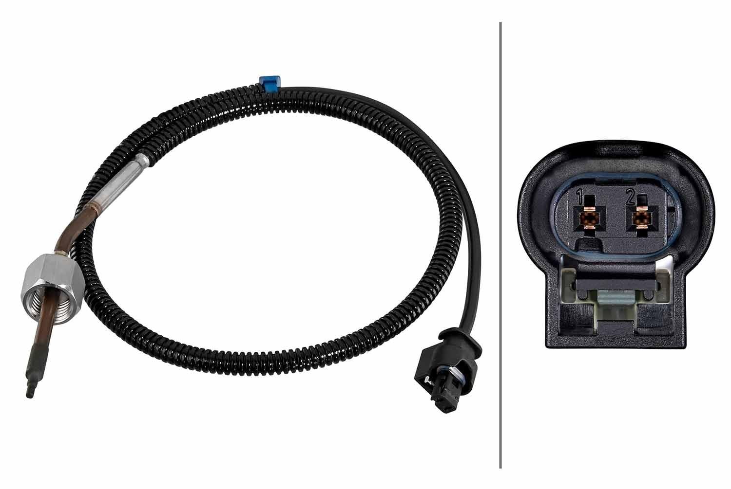 HELLA 6PT 010 376-711 Sensor, Abgastemperatur - 2-polig - geschraubt - Kabel: 620mm von Hella