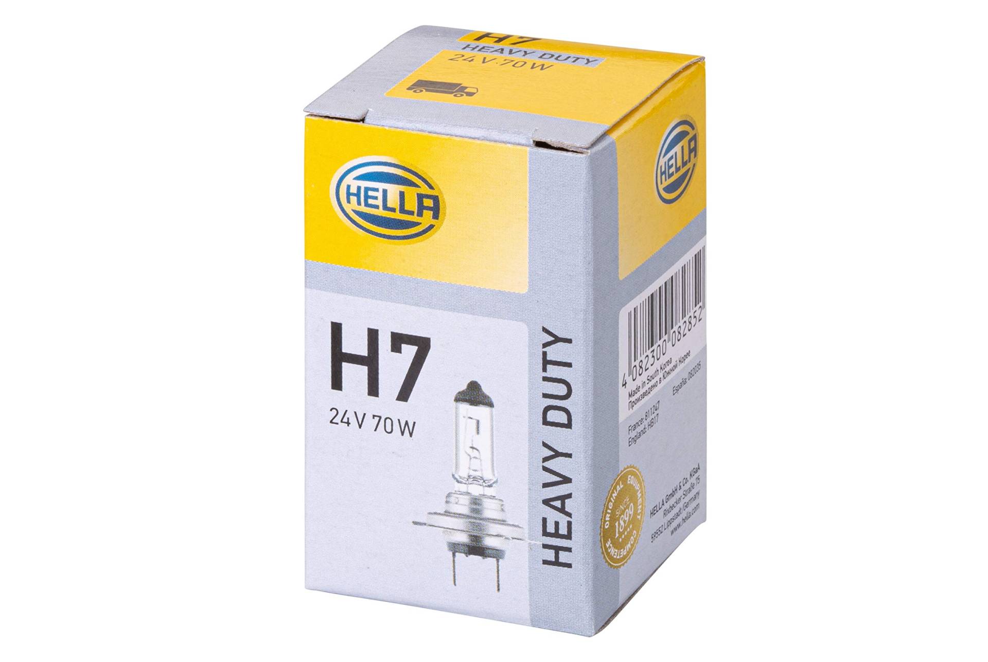 HELLA 8GH 007 157-241 Halogen Glühlampe - H7 - Heavy Duty - 24V - 70W - Sockelausführung Glühlampe: PX26d - Schachtel - Menge: 1 von Hella