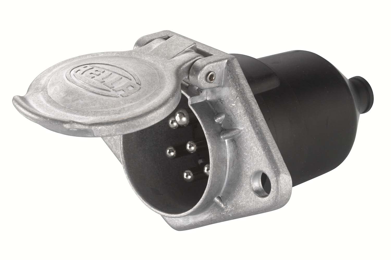 HELLA Steckdose - 24V - 7-polig - Flachsteckanschluss - Stecker: Flachstecker - Länge: 103mm - Aluminium - DIN/ISO: 1185 N-Typ - Menge: 10 - 8JB 003 833-031 von Hella