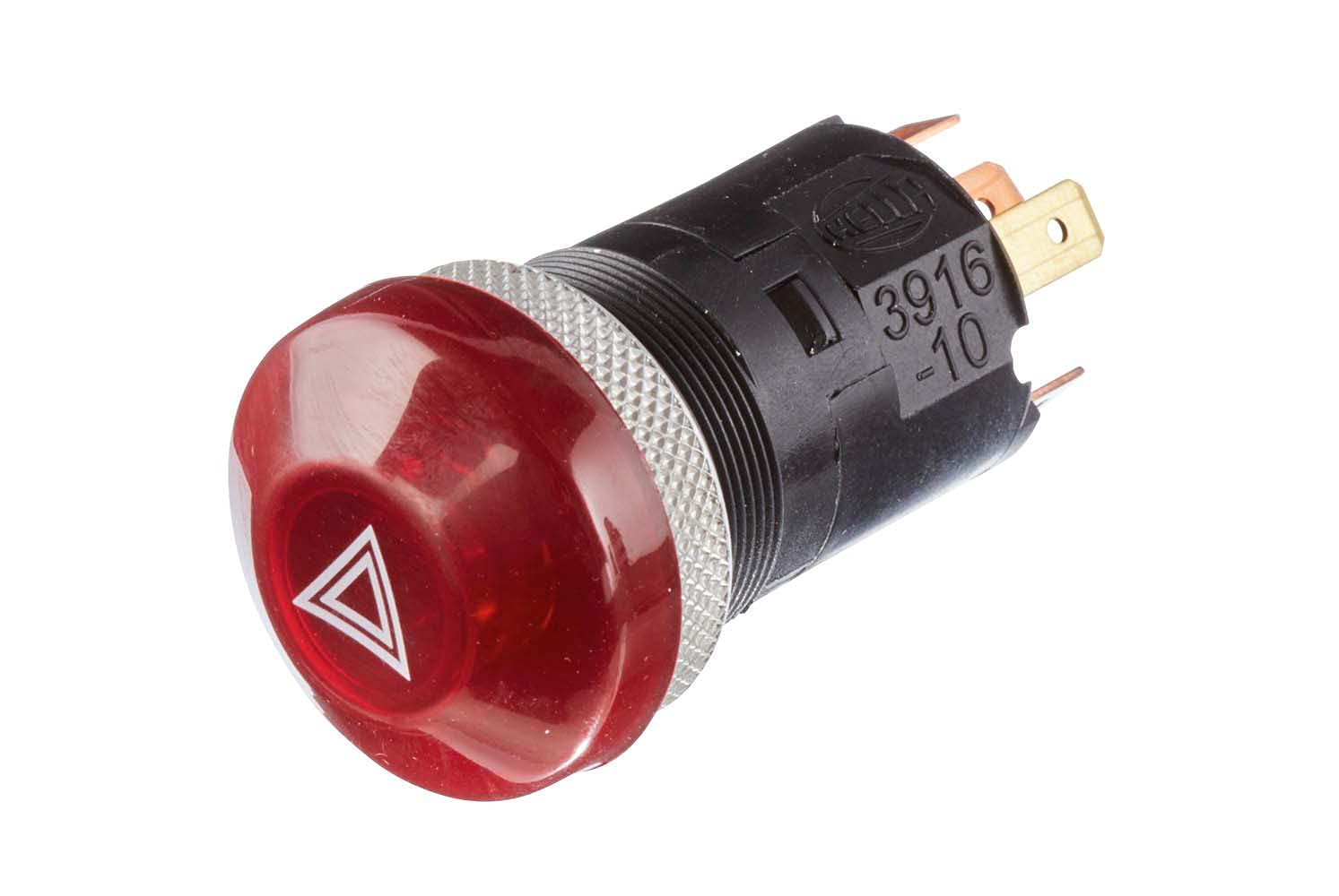 HELLA 6HF 003 916-107 Warnblinkschalter - Traktor - Druckbetätigung - 24V - Einbau - Halogen - Schalterbeleuchtung: rot - mit Glühlampe von Hella