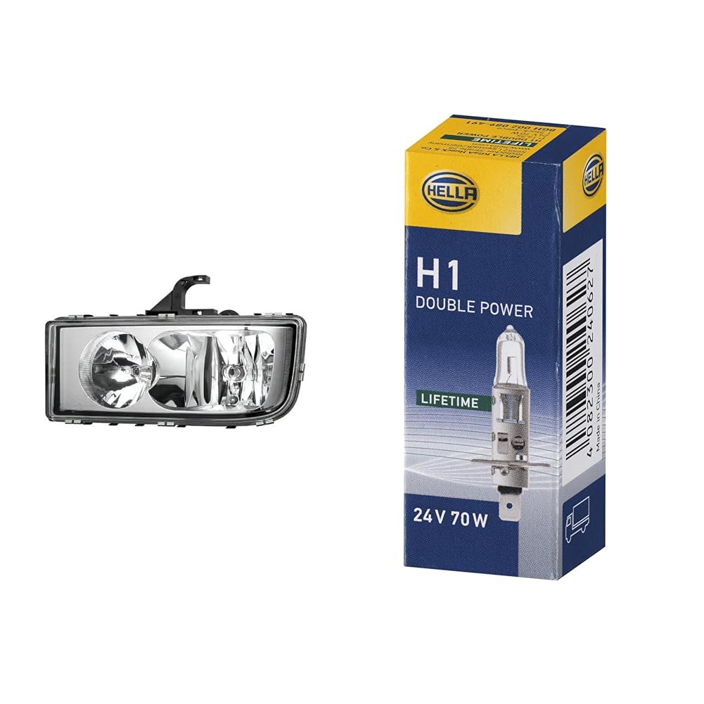 Halogen-Hauptscheinwerfer - für u.a. Mercedes-Benz Axor II - ECE - für Linksverkehr - links & Halogen-Glühlampe - H1 - Heavy Duty Expert Longer lifetime von Hella