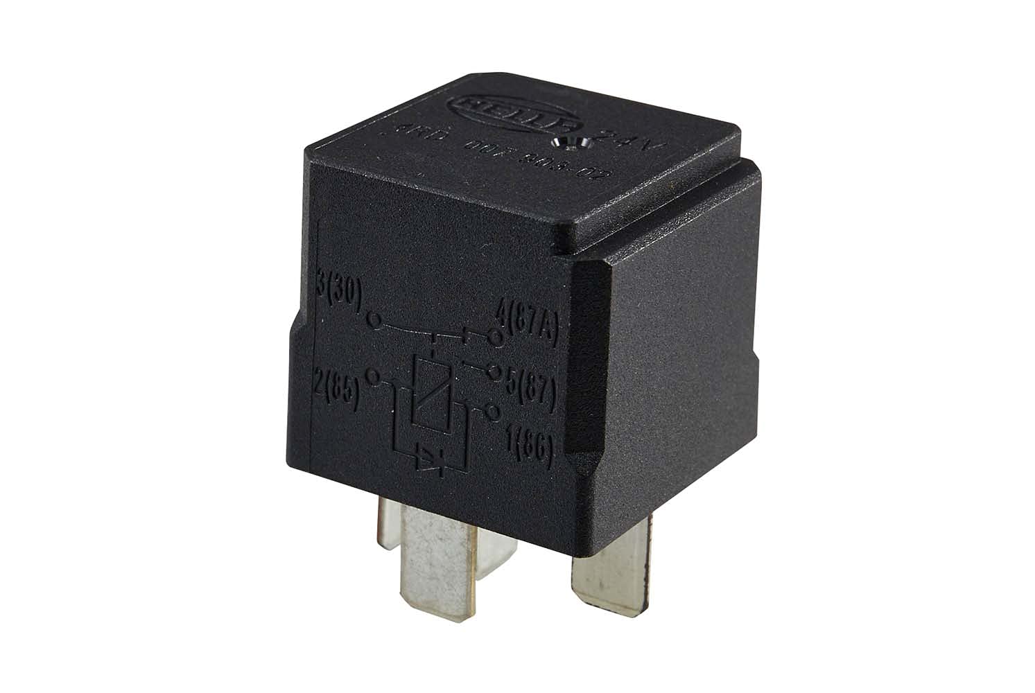 HELLA Relais, Arbeitsstrom - 24V - 5-polig - Schaltbild: W3 - Stecker: B1 - Öffner/Schließer/Wechsler - Farbe: schwarz - ohne Halter - 4RD 007 903-021 von Hella