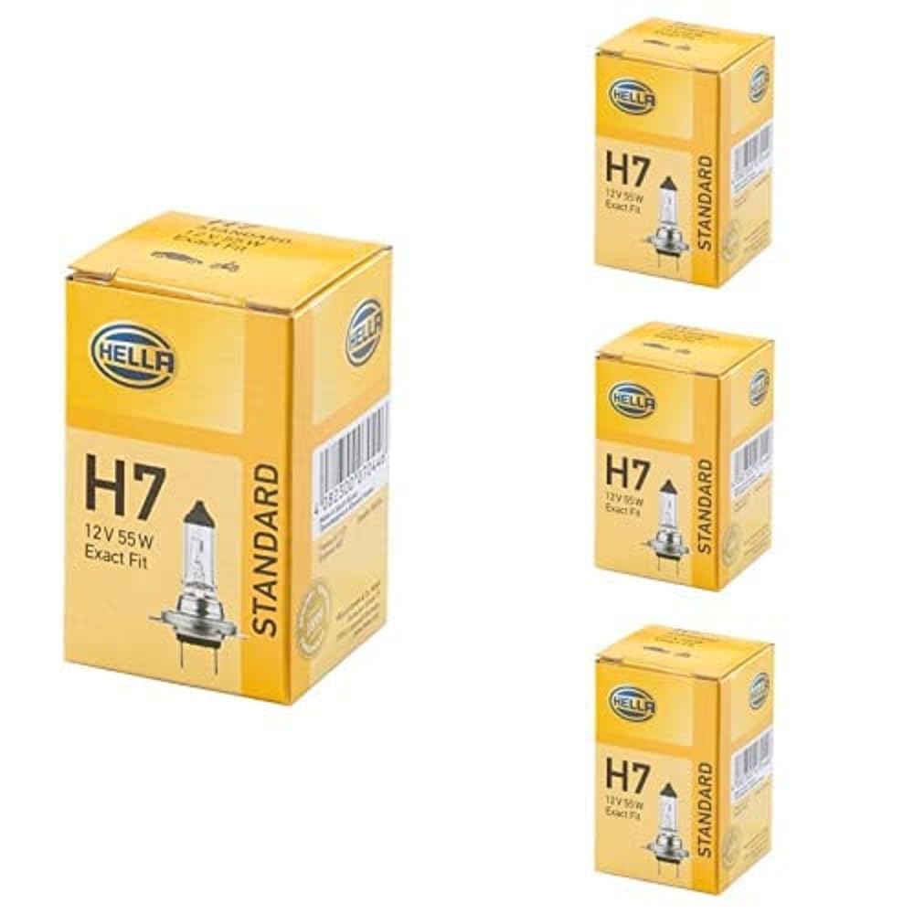 Hella 8GH 007 157-121 Glühlampe - H7 - Standard - 12V - 55W - Sockelausführung: PX26d - Schachtel - Menge: 1, 4er Packung von Hella