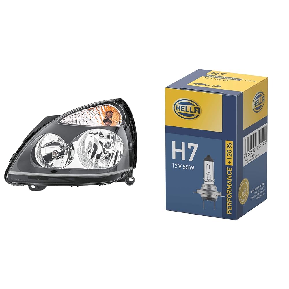 Hella Halogen-Hauptscheinwerfer - für u.a. Renault Clio II (BB_, CB_) - ECE - für Rechtsverkehr - links & Halogen-Glühlampe - H7 - Performance + 120% von Hella