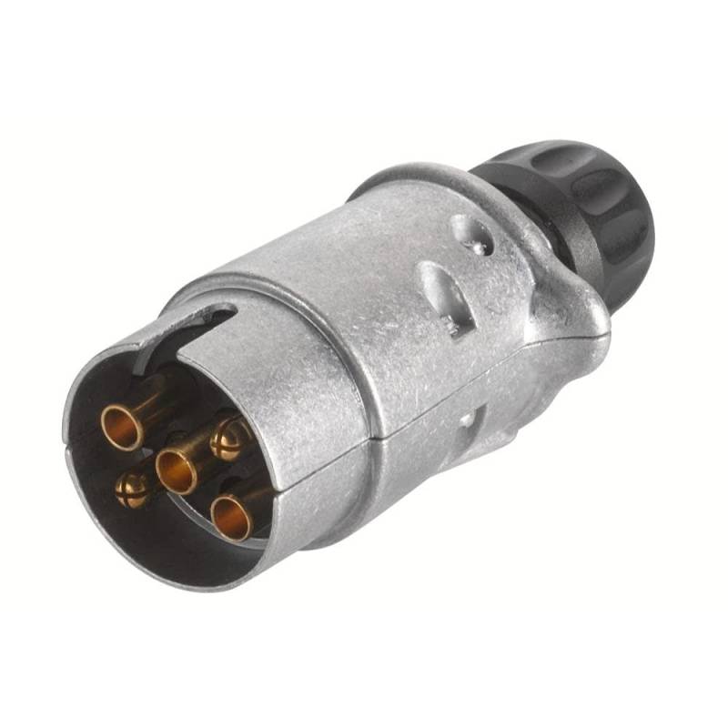 HELLA Stecker - 24V - 5-polig - Schraubanschluss - Länge: 63mm - Aluminium - silber - DIN/ISO: 1724 - Menge: 1 - 8JA 001 916-001 von Hella