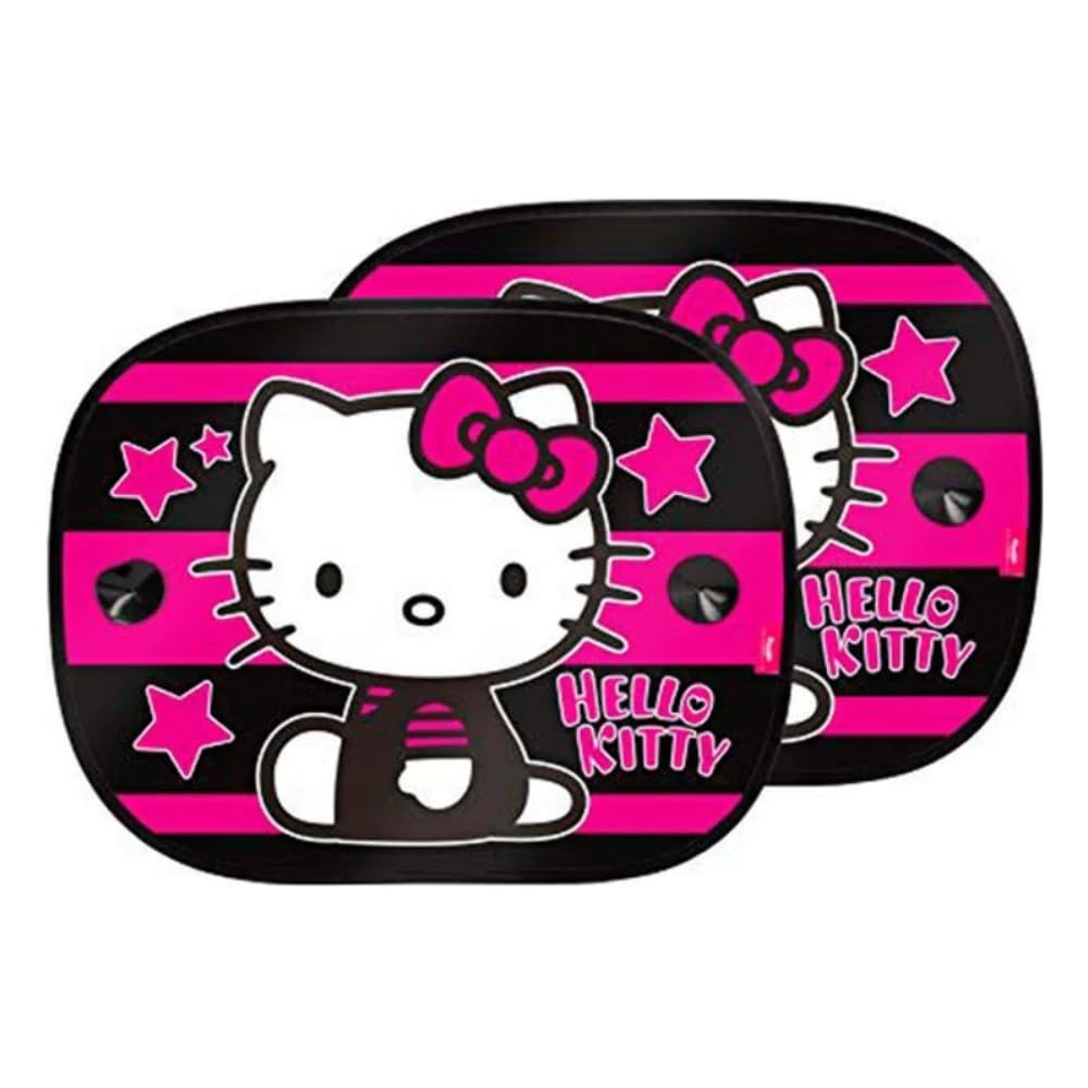 Hello Kitty Starset mit 2 mikroperforierten Seitenschutzvorhängen. Effektiver Schutz auf den Rücksitzen vor Hitze und Sonneneinstrahlung. von Hello Kitty