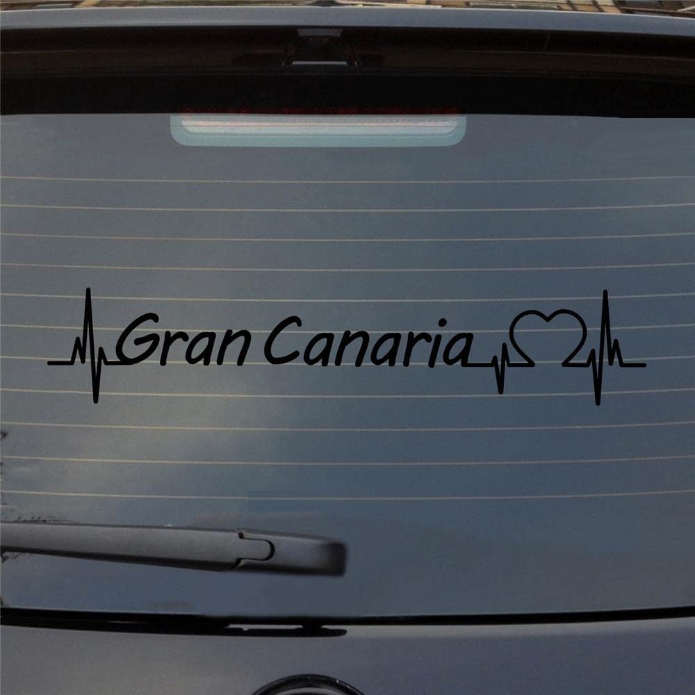 Heckscheibenaufkleber Gran Canaria Puls Herzschlag Auto- mit Insel Motiv 55x11 cm Schwarz Matt Auto Aufkleber Sticker von Hellweg Druckerei