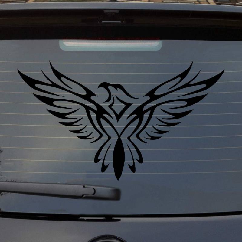 Hellweg Druckerei Adler Tribal Eagle Tattoo Vogel Fun KFZ Auto Aufkleber Sticker Heckscheibenaufkleber von Hellweg Druckerei