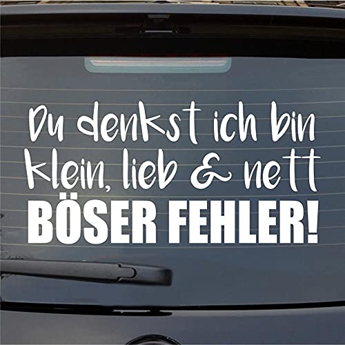 Hellweg Druckerei Auto Aufkleber Denkst ich Bin klein lieb nett Böser Fehler Sticker Heckscheibenaufkleber von Hellweg Druckerei