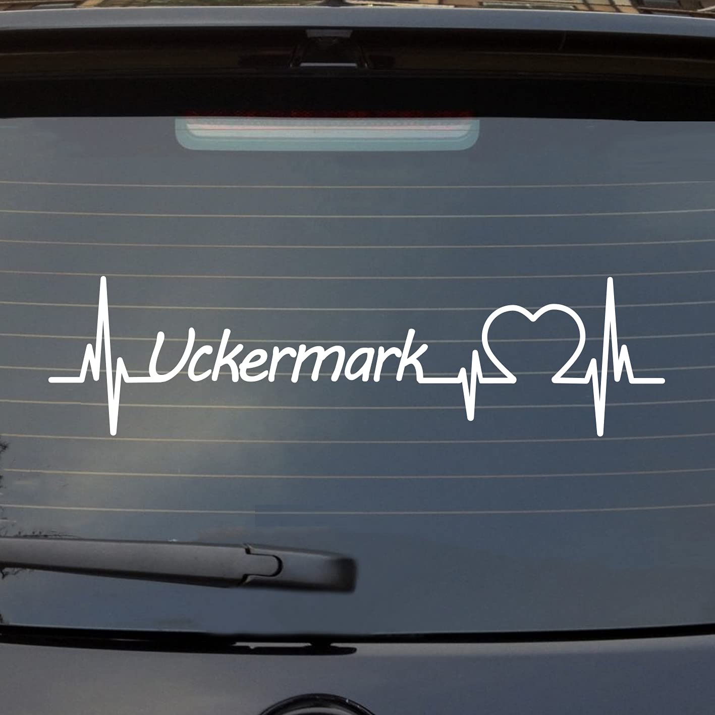 Hellweg Druckerei Heckscheibenaufkleber Uckermark Puls Herzschlag Fun Sticker Auto-Aufkleber mit Ferien Region Motiv von Hellweg Druckerei