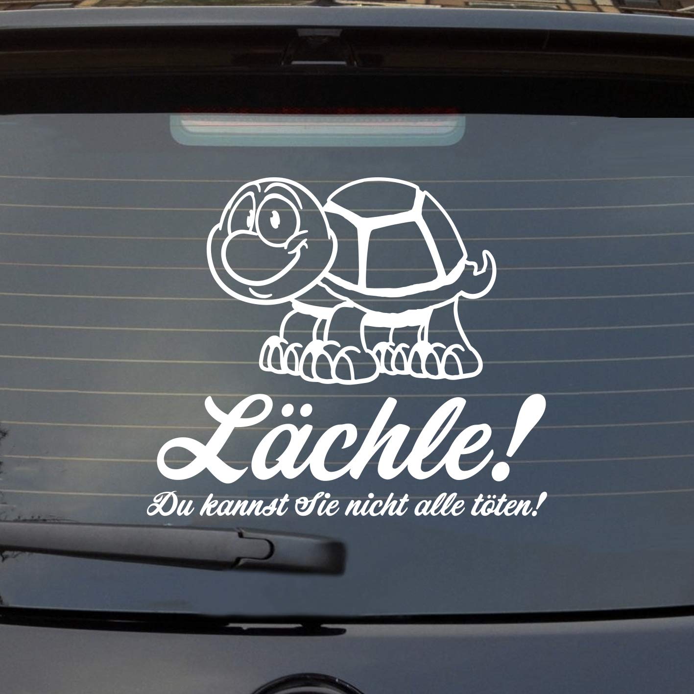 Hellweg Druckerei Lächle Du Kannst Sie Nicht alle töten Schildkröte Auto Aufkleber Sticker Heckscheibenaufkleber von Hellweg Druckerei